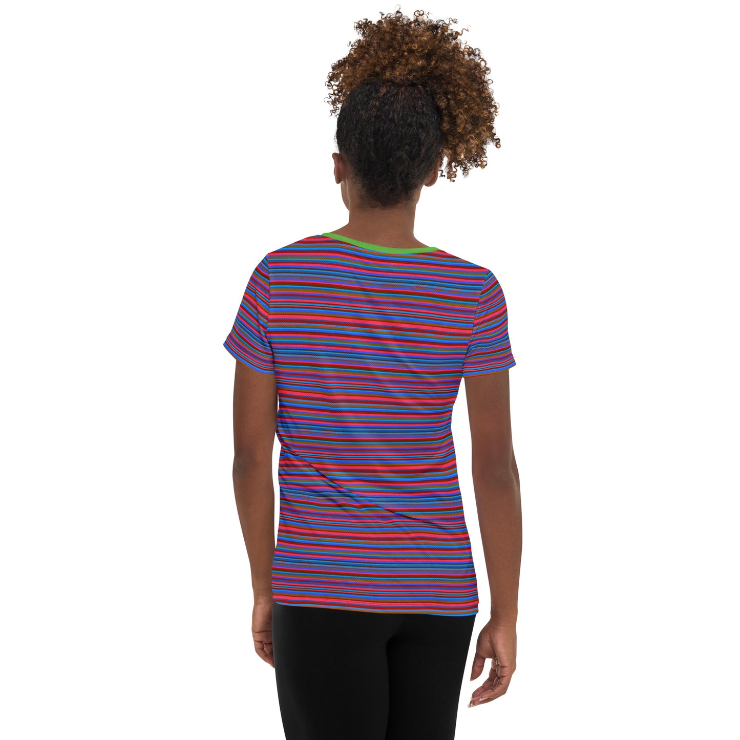 Women's athletic T-shirt/random border/blue or purple