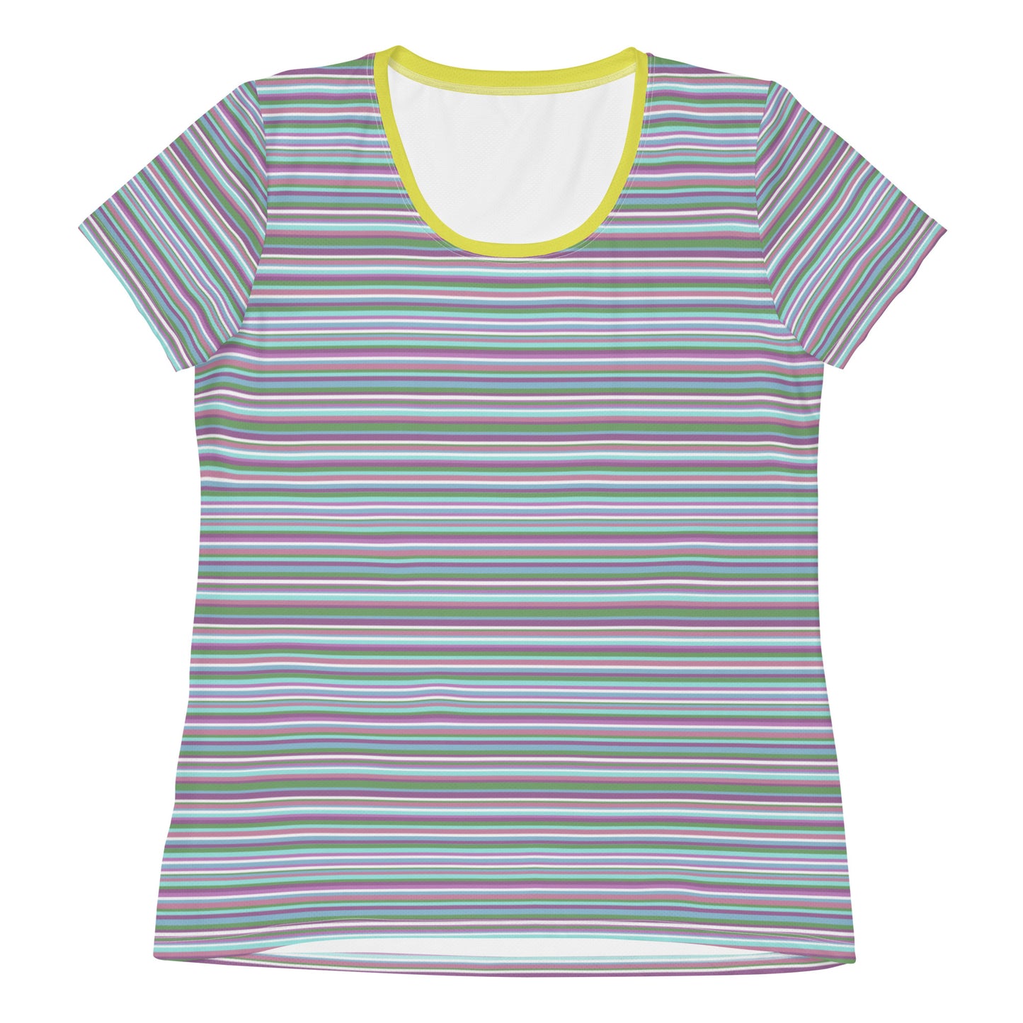 Women's athletic T-shirt/random border/pale color system