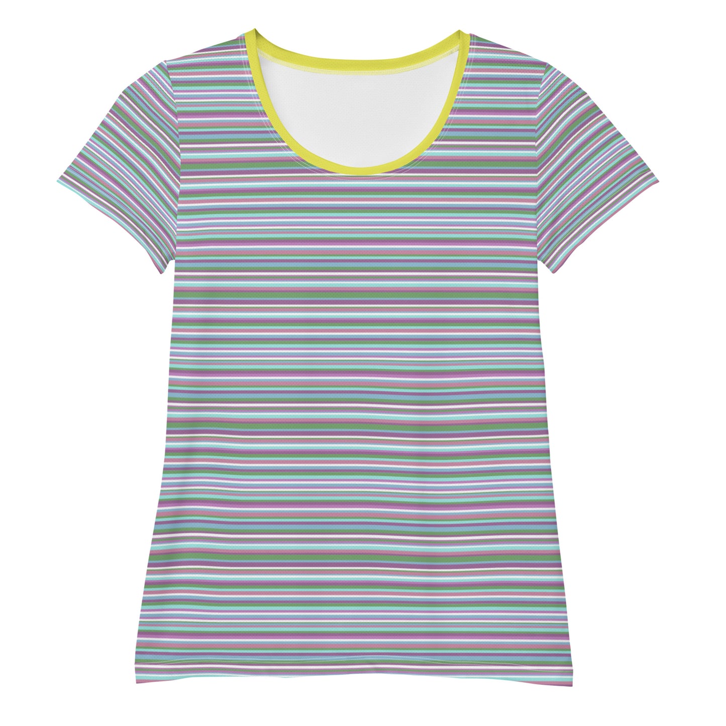 Women's athletic T-shirt/random border/pale color system