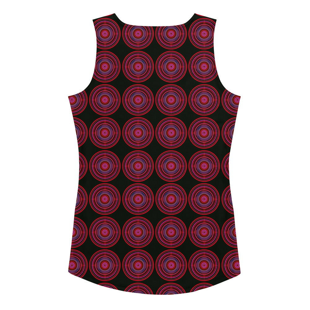 Sublimation print cut and sew tank top circle pattern black