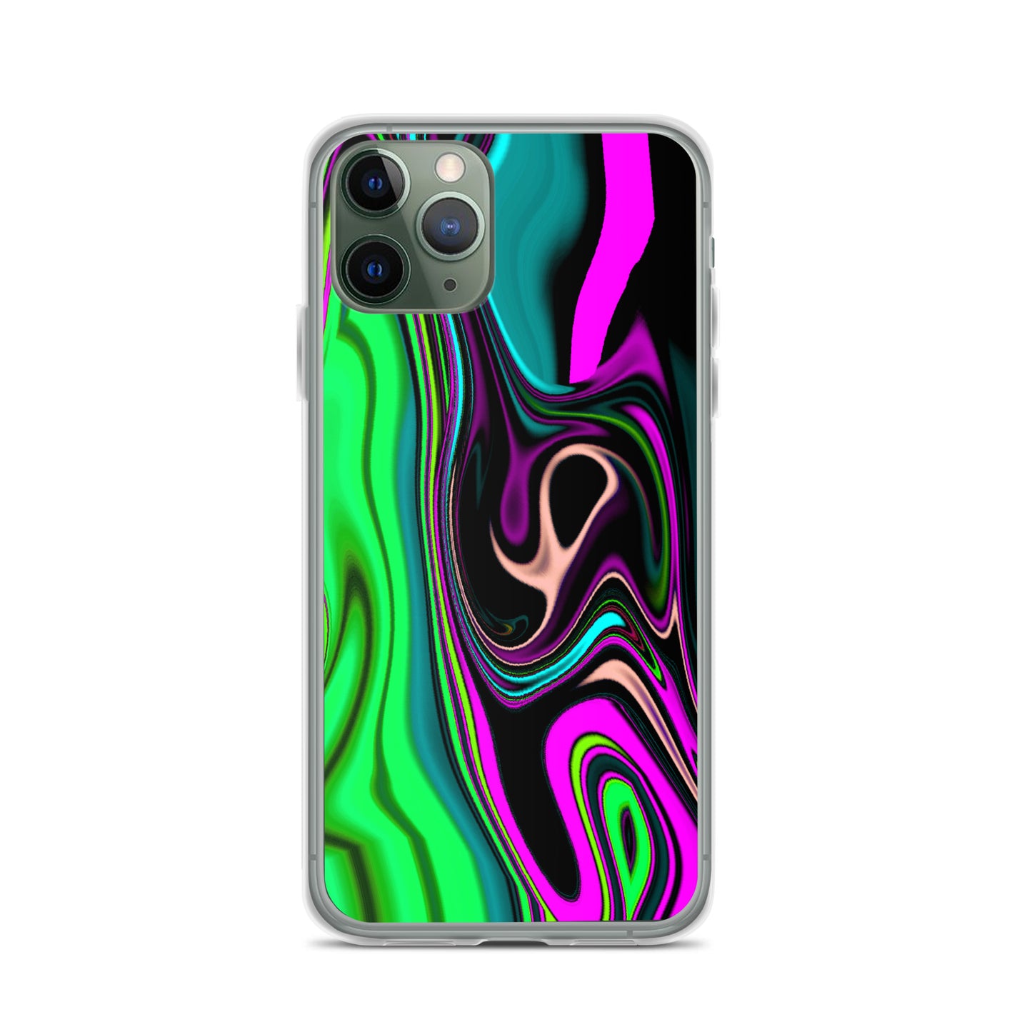 iPhone case/neon colored green and pink marble pattern