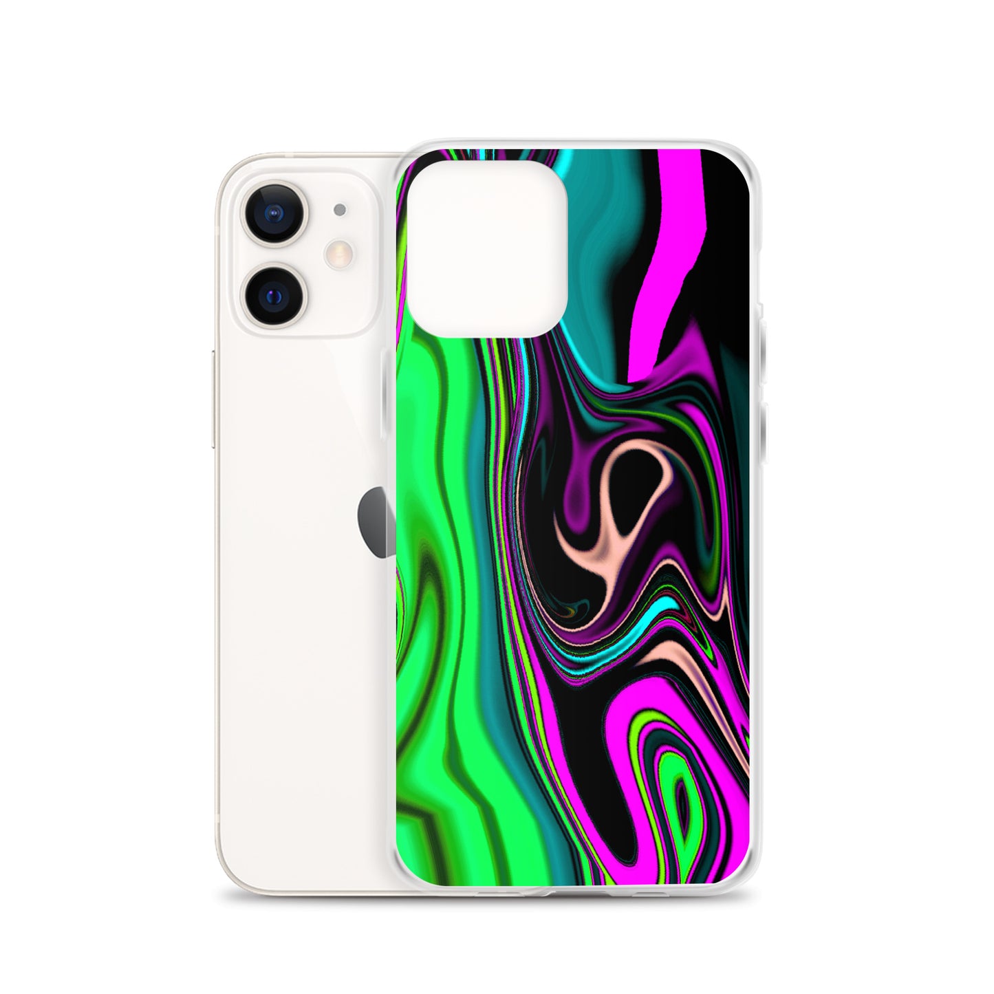 iPhone case/neon colored green and pink marble pattern