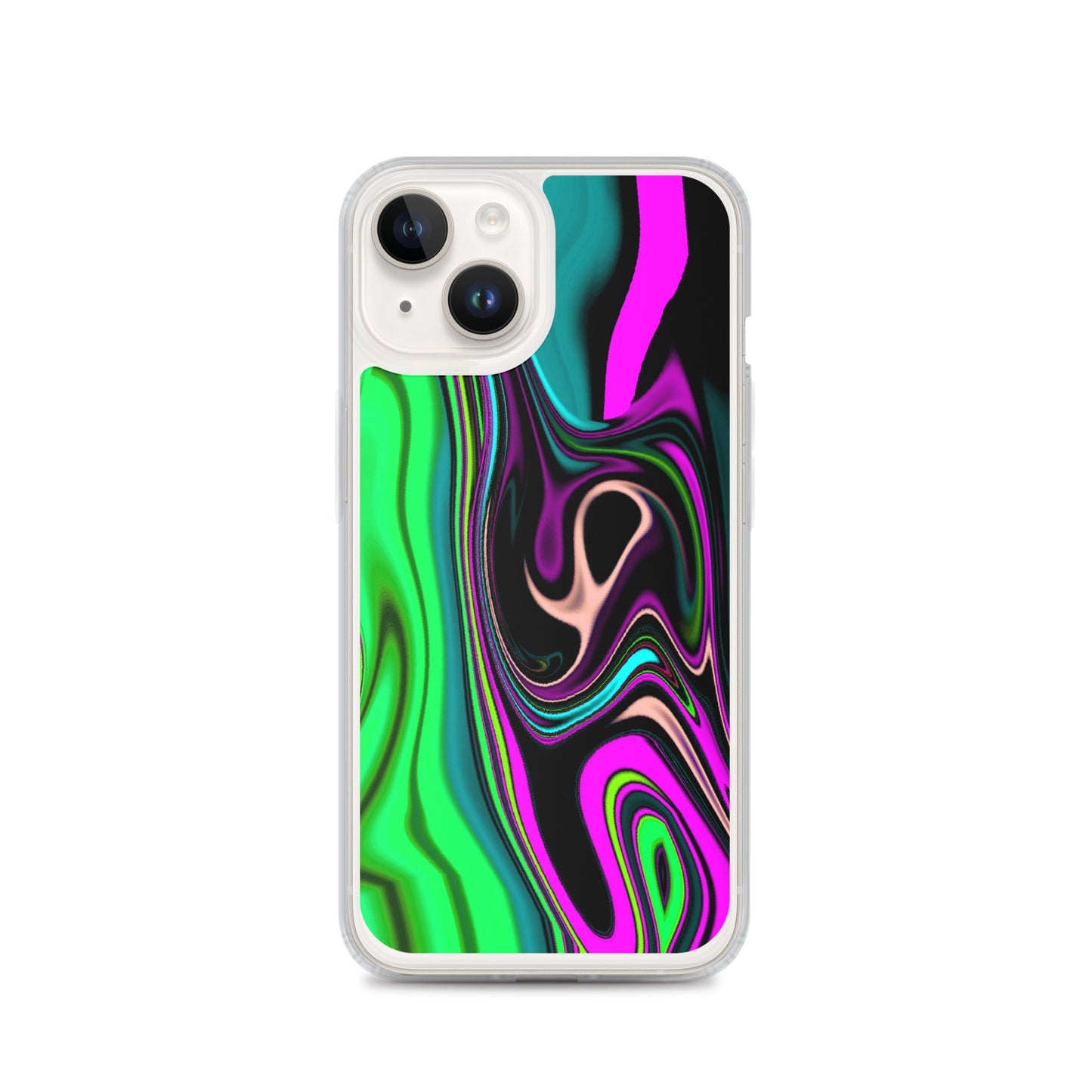 iPhone case/neon colored green and pink marble pattern