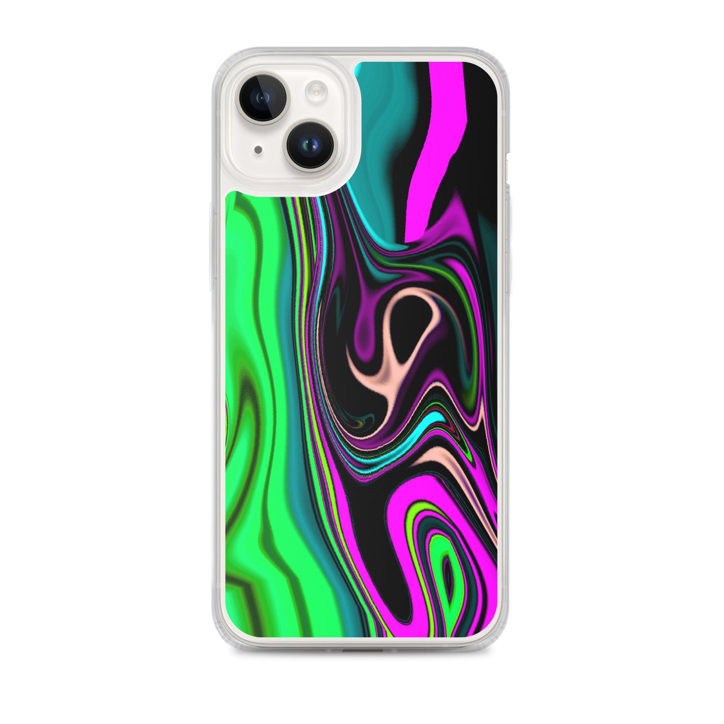 iPhone case/neon colored green and pink marble pattern