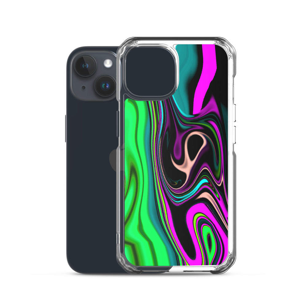 iPhone case/neon colored green and pink marble pattern