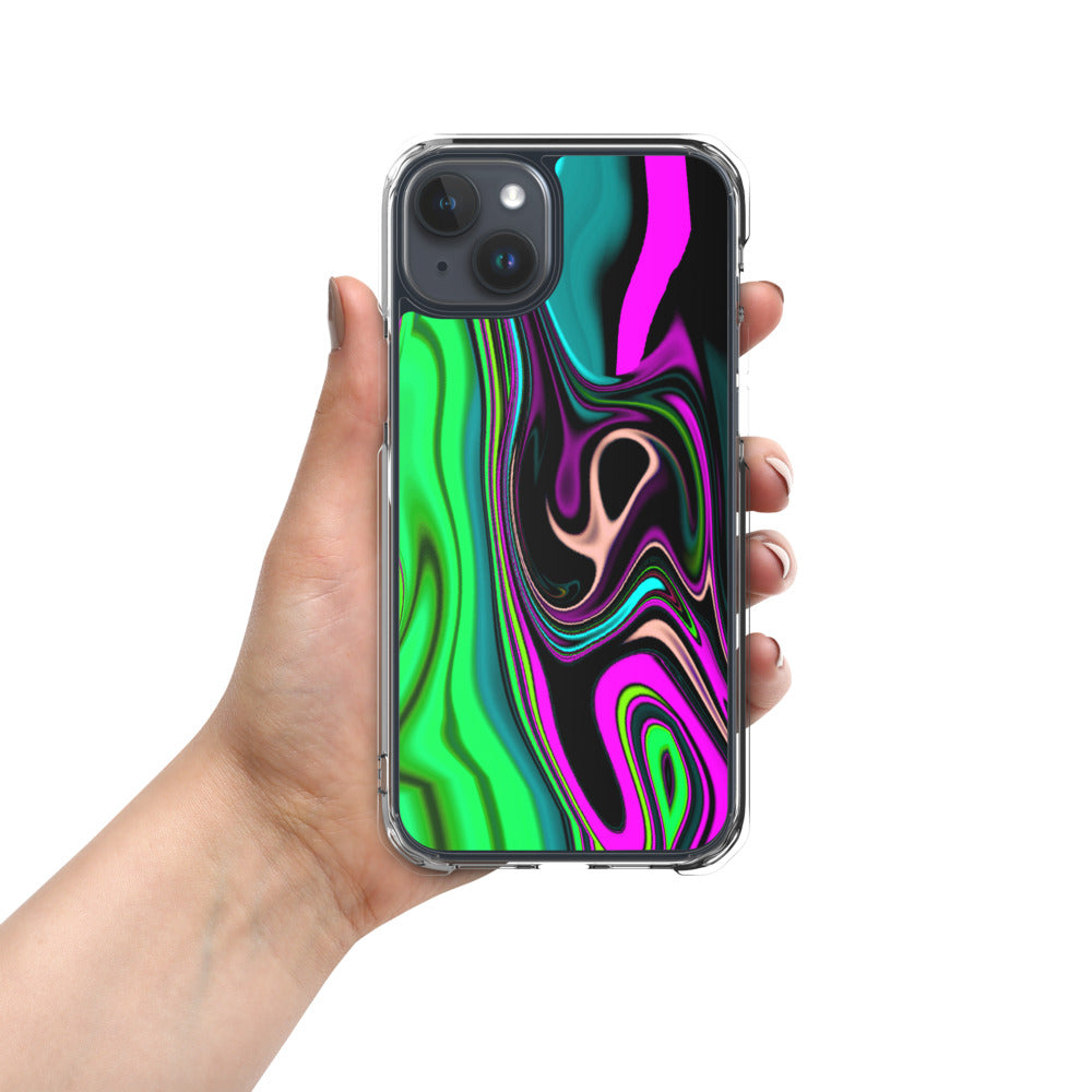 iPhone case/neon colored green and pink marble pattern