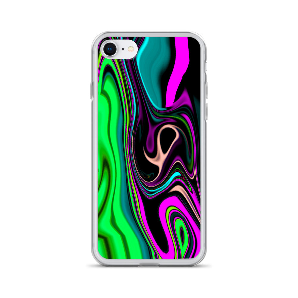 iPhone case/neon colored green and pink marble pattern