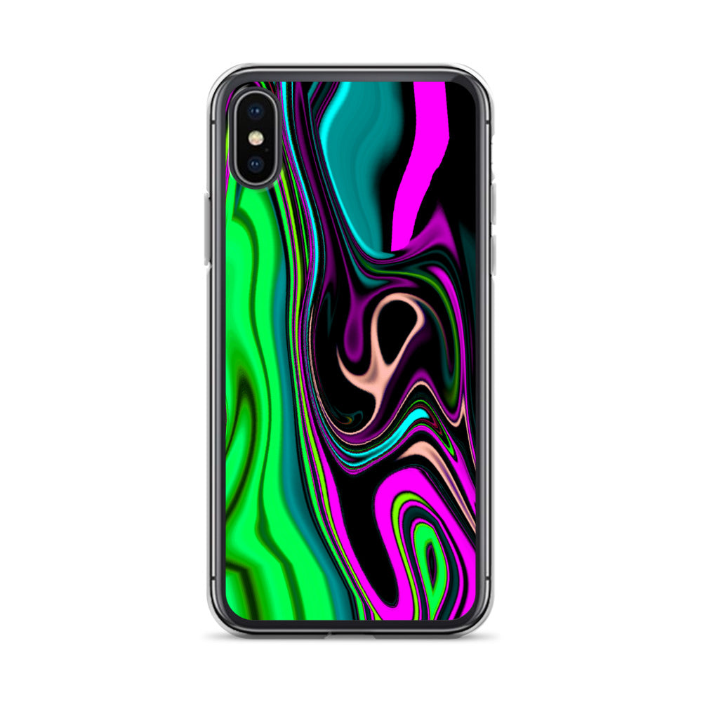 iPhone case/neon colored green and pink marble pattern