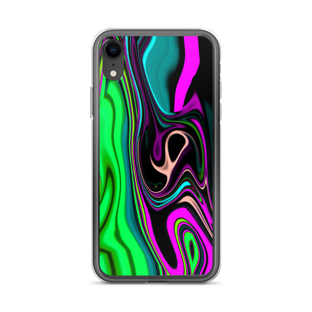 iPhone case/neon colored green and pink marble pattern