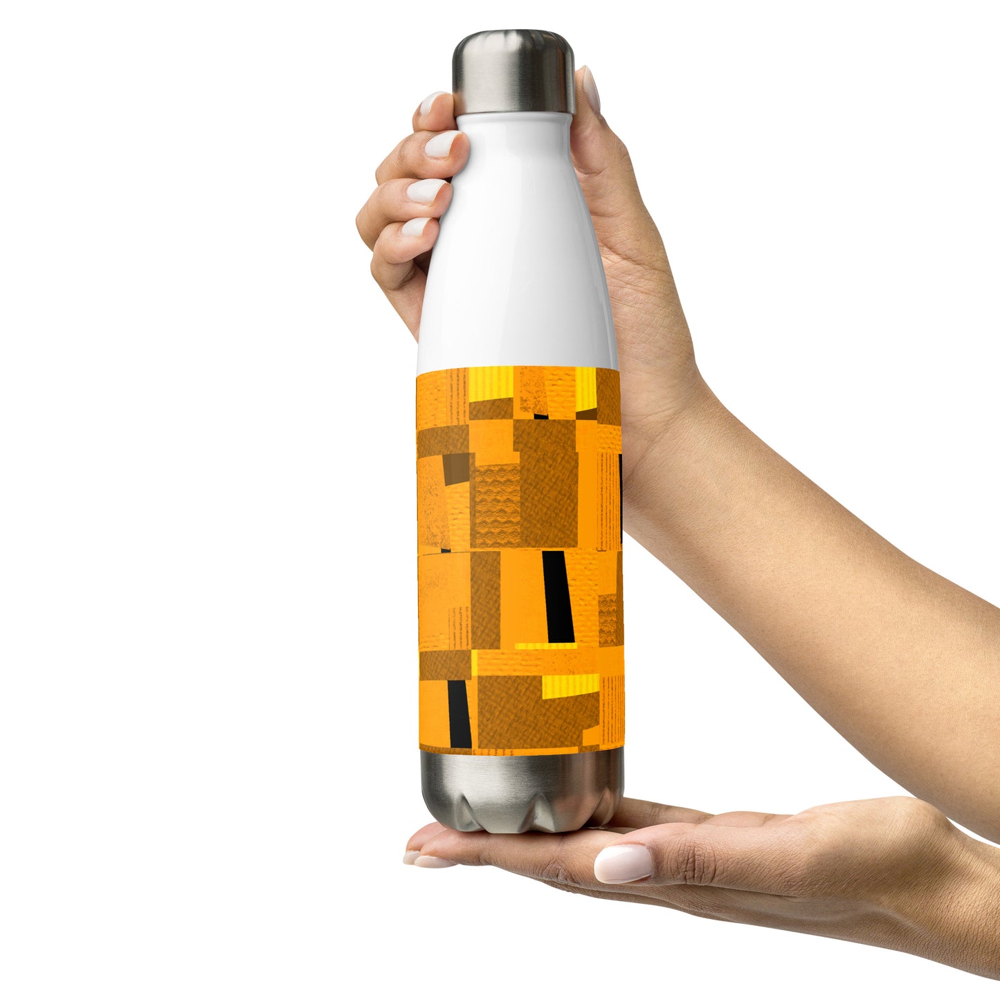 Stainless steel bottle / Collage-style mosaic / Mustard