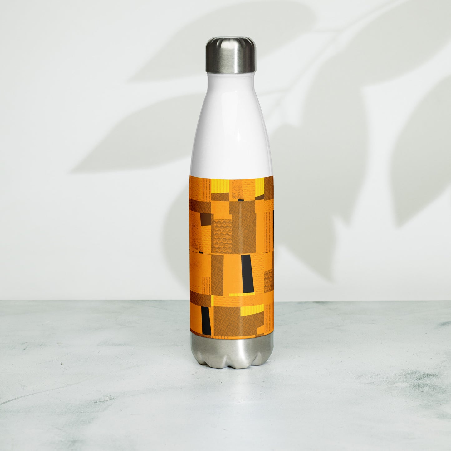 Stainless steel bottle / Collage-style mosaic / Mustard