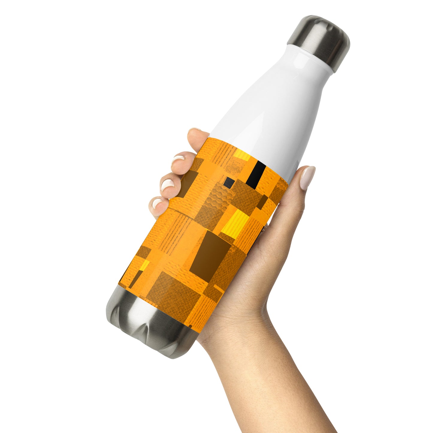 Stainless steel bottle / Collage-style mosaic / Mustard