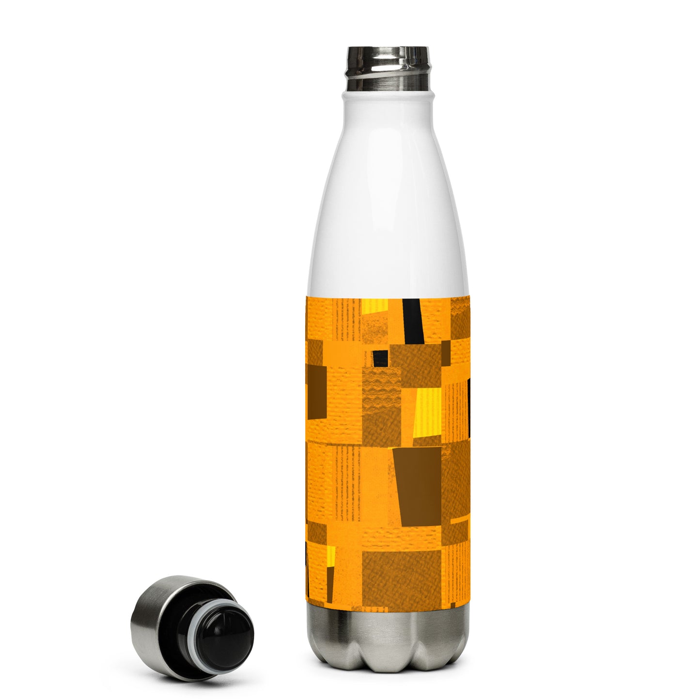 Stainless steel bottle / Collage-style mosaic / Mustard