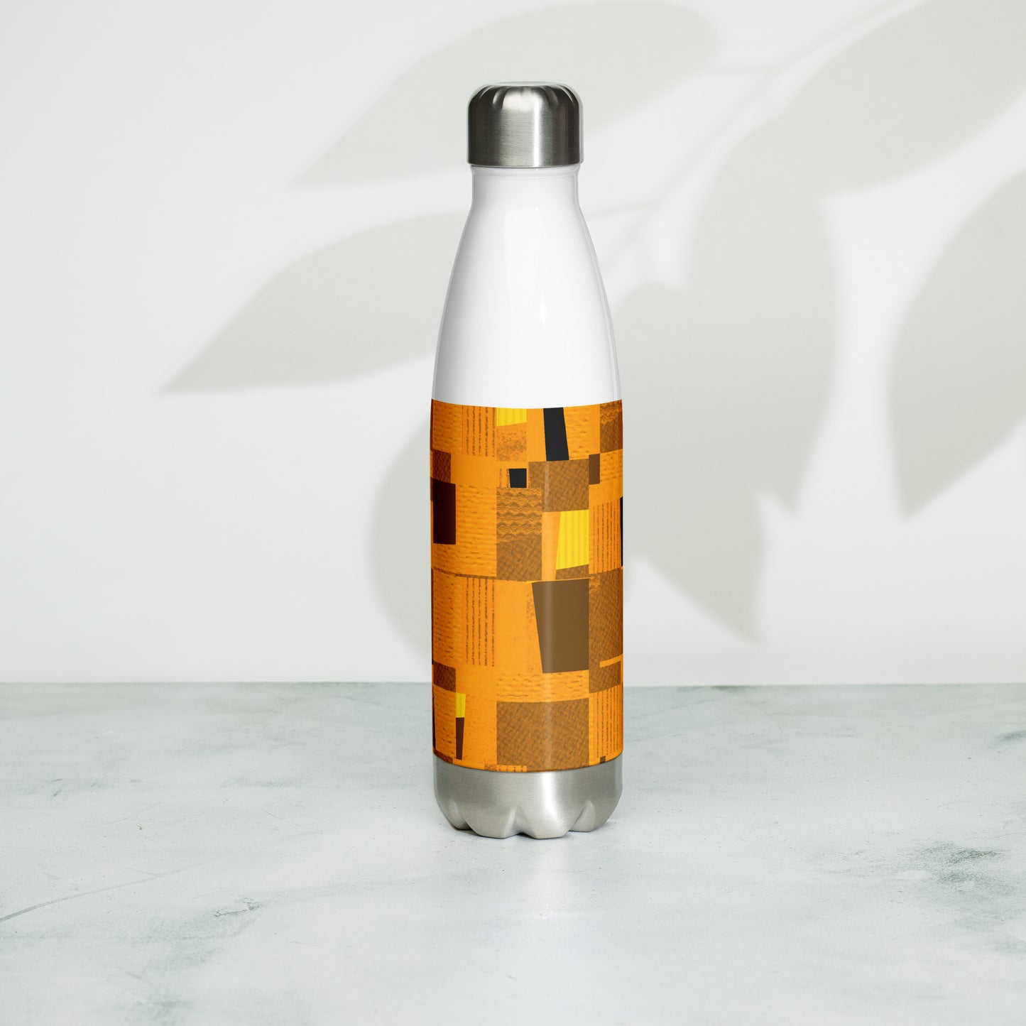 Stainless steel bottle / Collage-style mosaic / Mustard