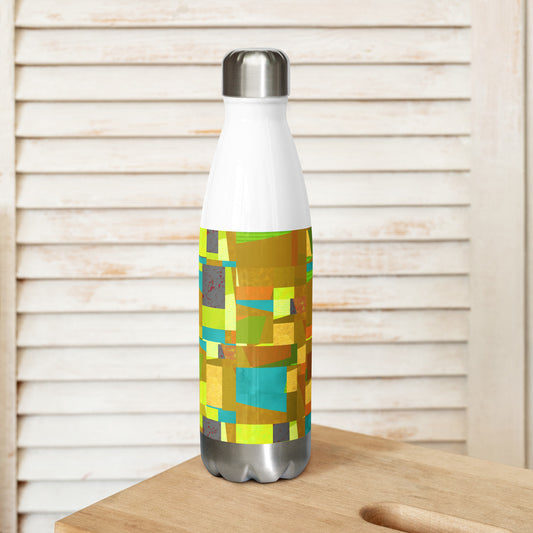 Stainless steel bottle/collage style/yellow/blue