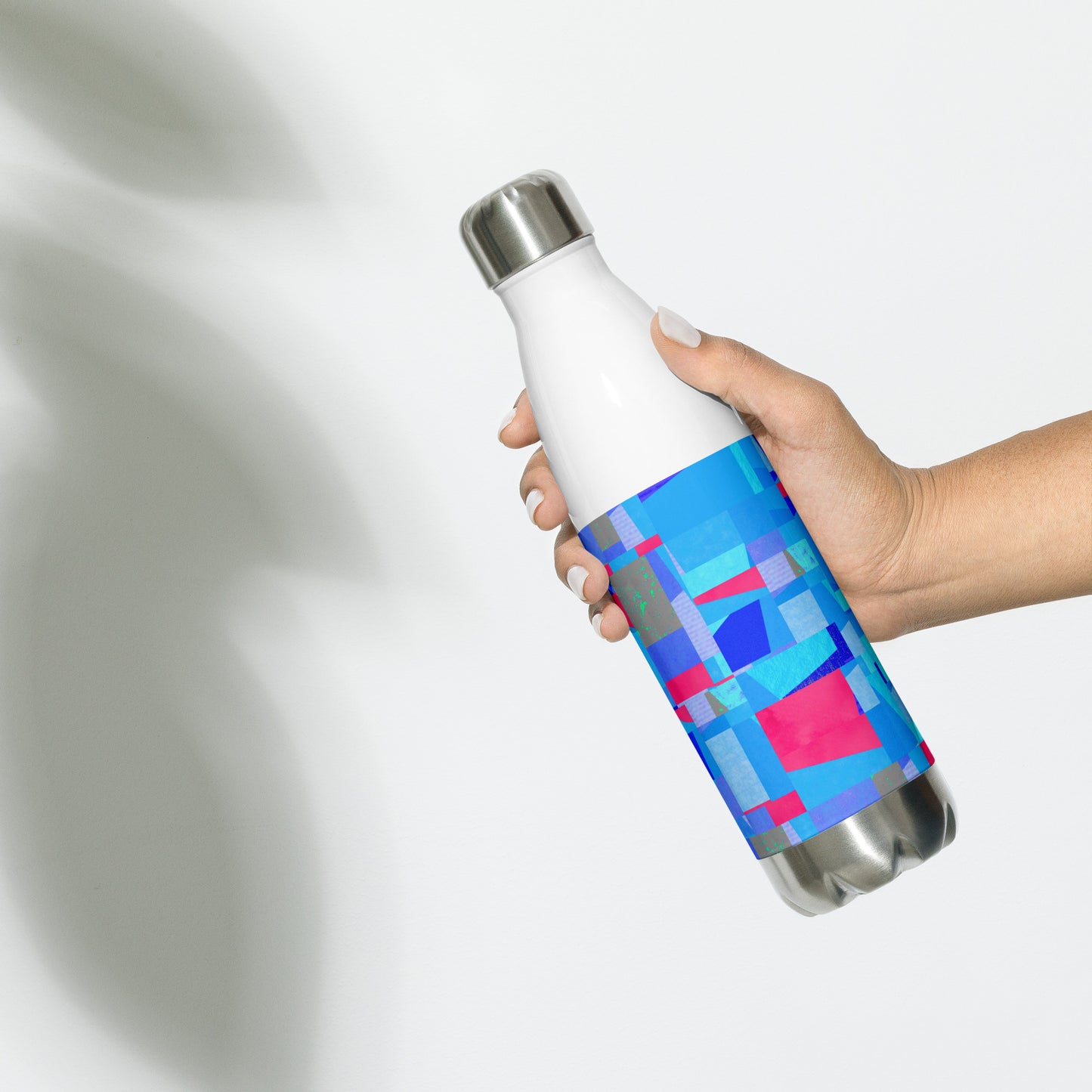 Stainless steel bottle/collage style/blue/pink