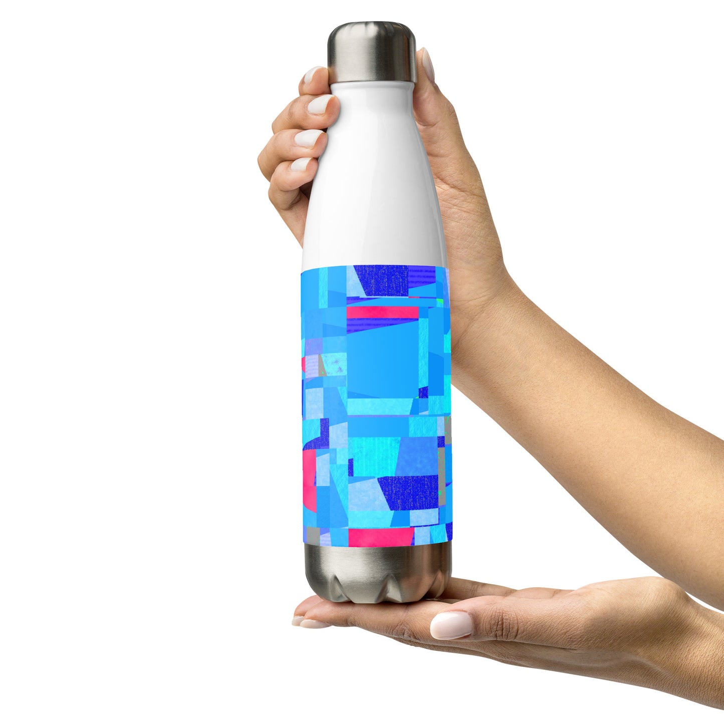 Stainless steel bottle/collage style/blue/pink