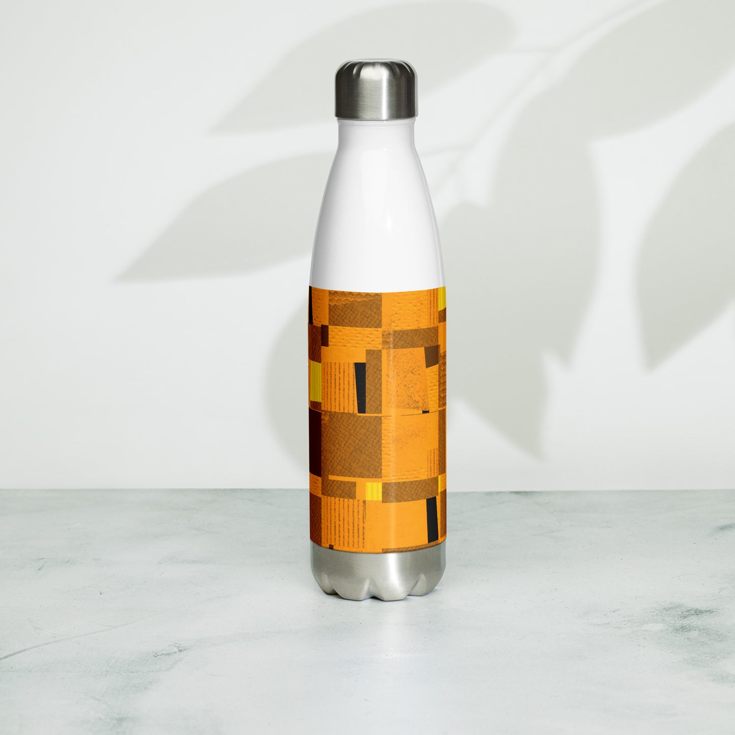 Stainless steel bottle / Collage-style mosaic / Mustard