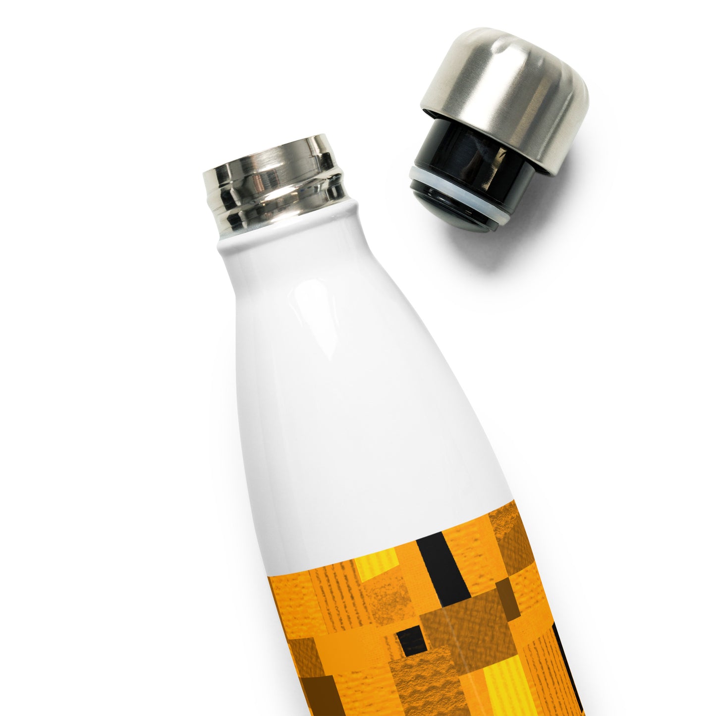 Stainless steel bottle / Collage-style mosaic / Mustard