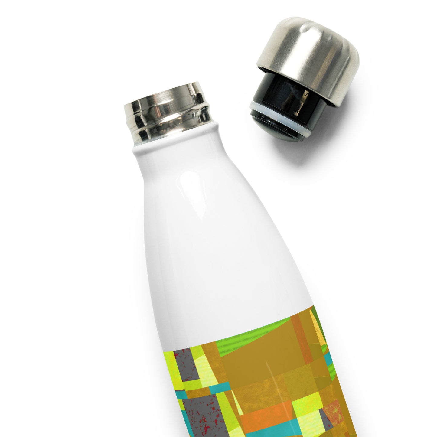 Stainless steel bottle/collage style/yellow/blue