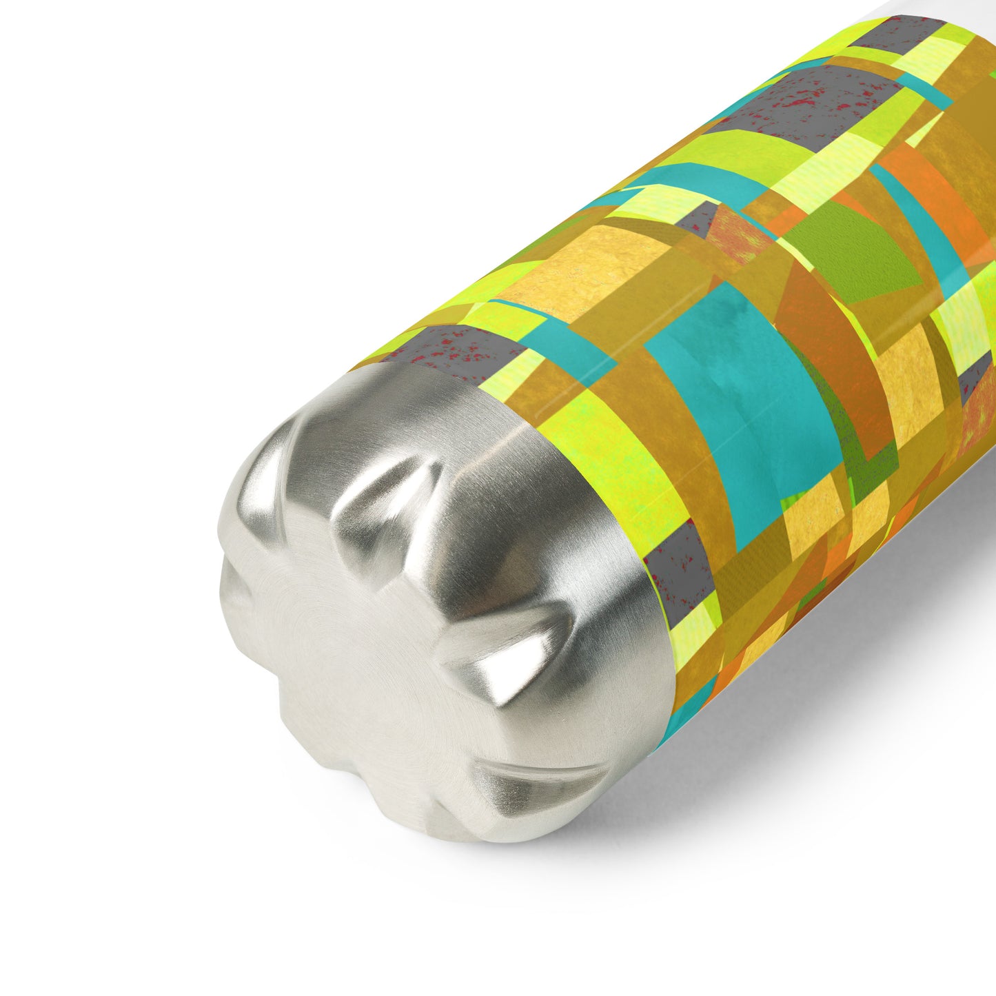 Stainless steel bottle/collage style/yellow/blue