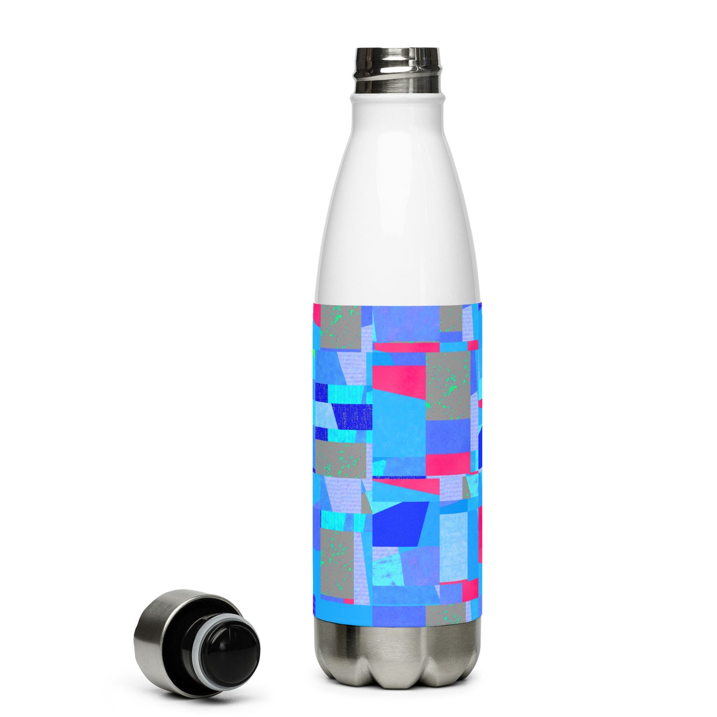 Stainless steel bottle/collage style/blue/pink