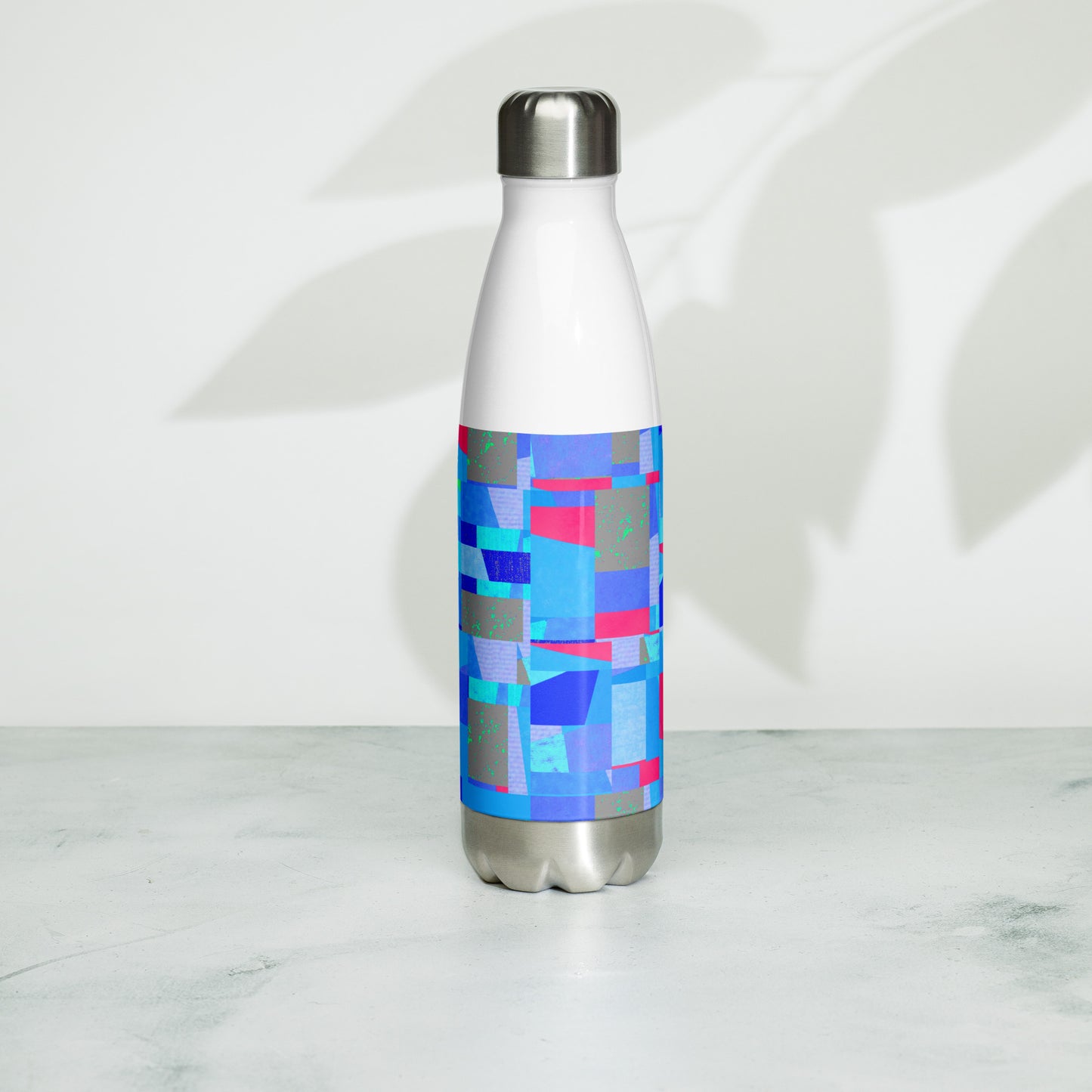 Stainless steel bottle/collage style/blue/pink