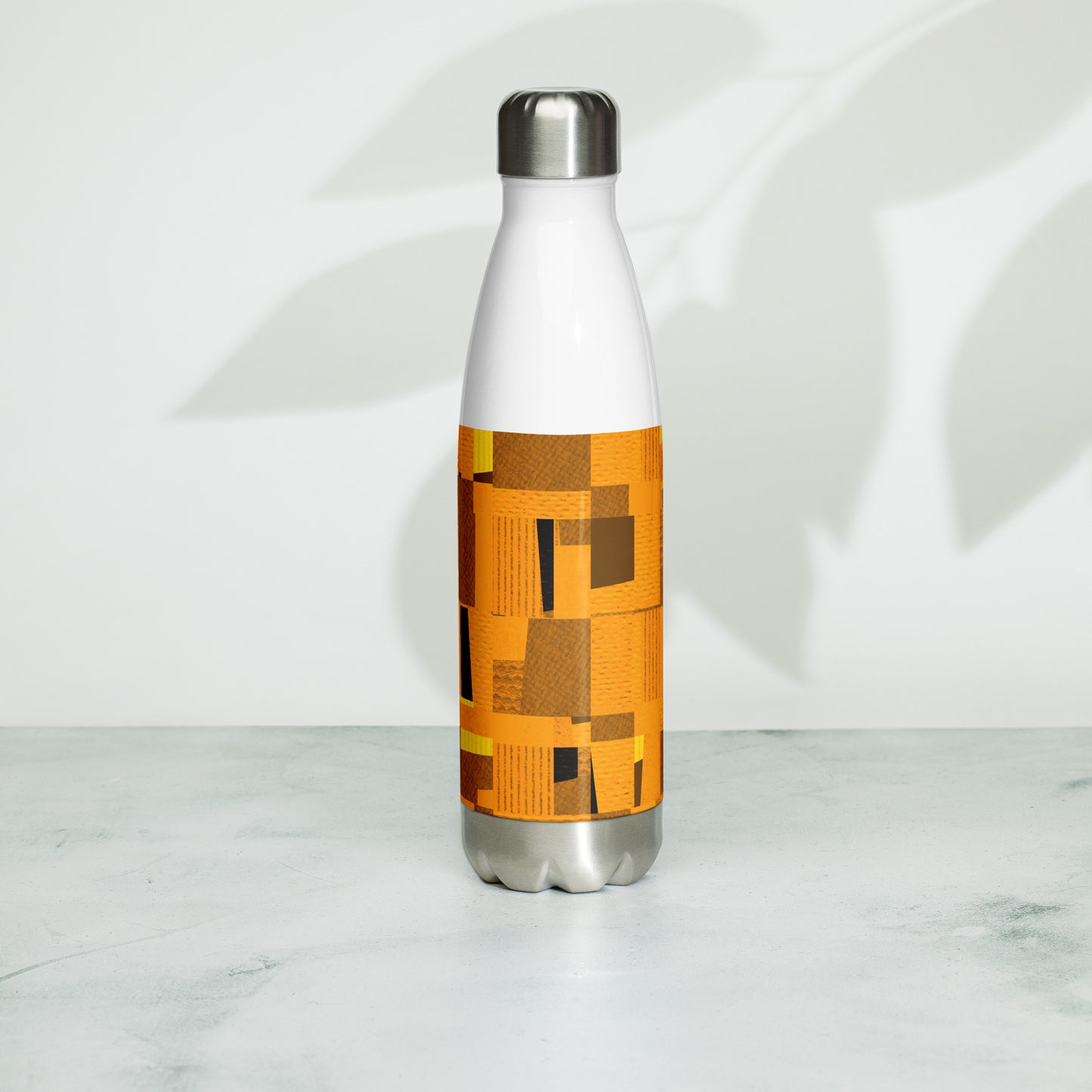 Stainless steel bottle / Collage-style mosaic / Mustard