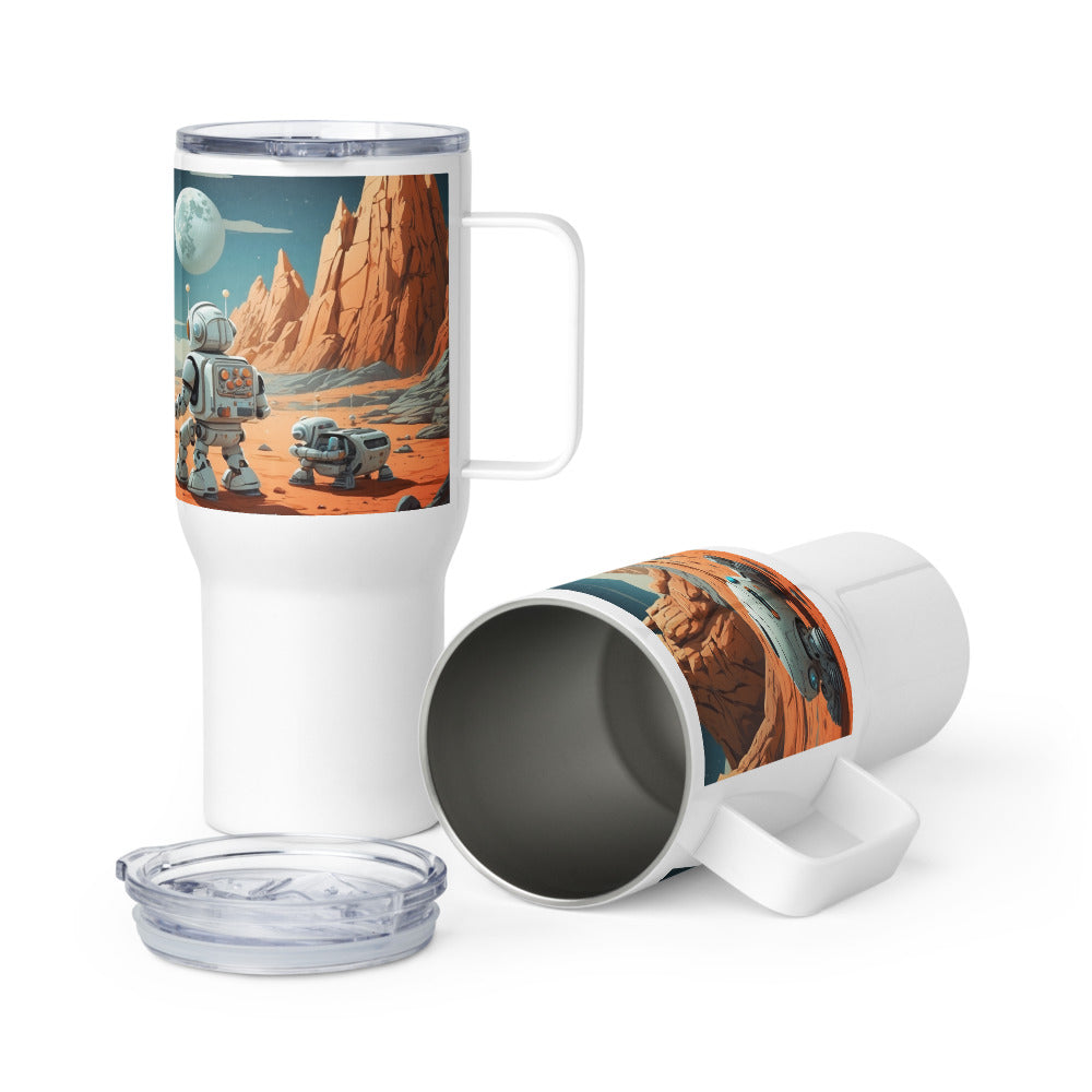 Travel mug with handle/Robots exploring the moon