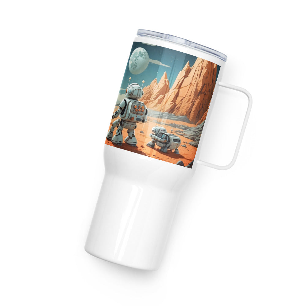 Travel mug with handle/Robots exploring the moon