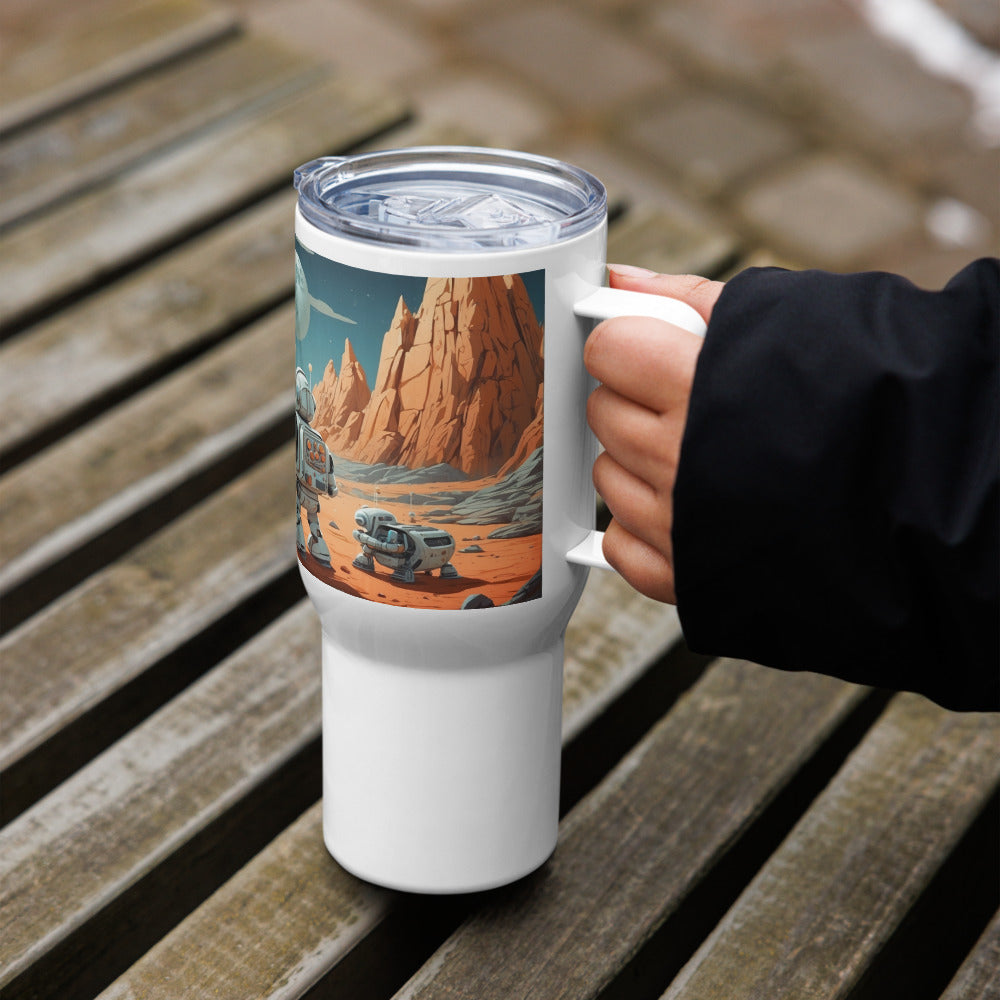 Travel mug with handle/Robots exploring the moon