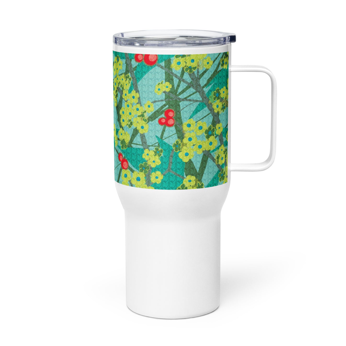 Travel mug with handle/floret/green