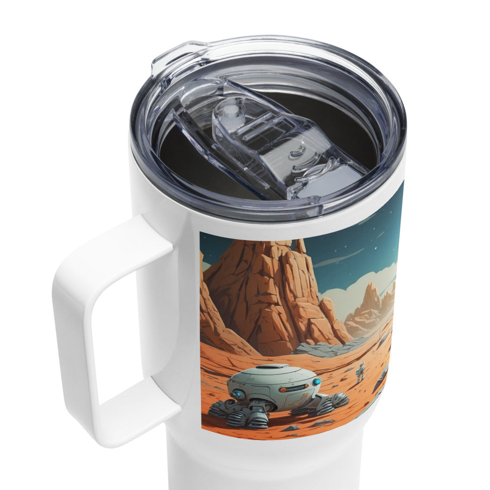 Travel mug with handle/Robots exploring the moon