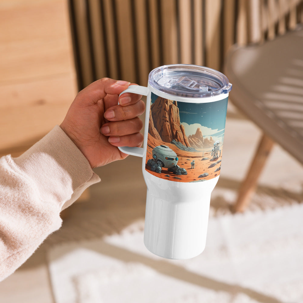 Travel mug with handle/Robots exploring the moon