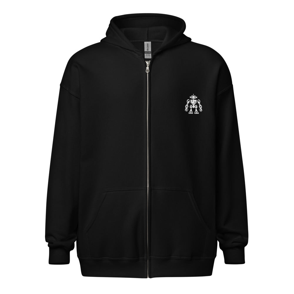 Unisex heavy blend zip hoodie robot black,