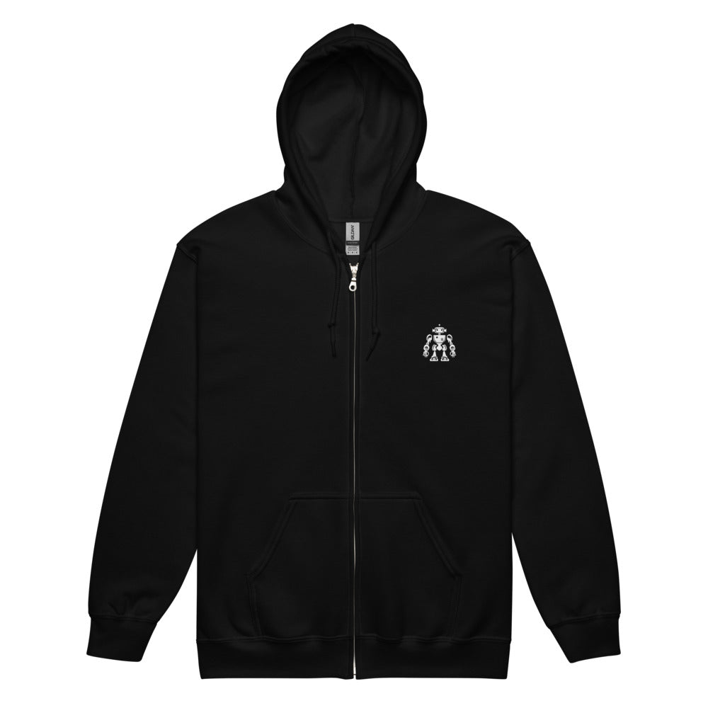 Unisex heavy blend zip hoodie robot black,