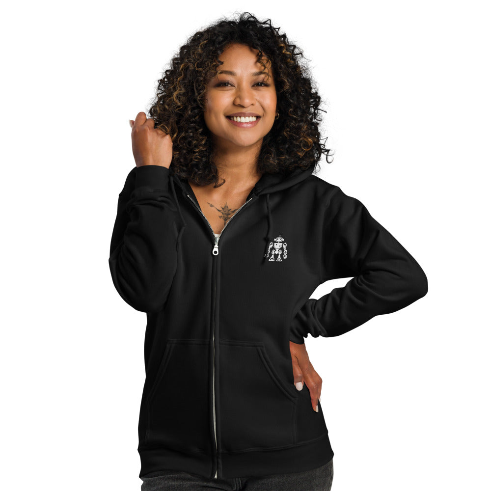 Unisex heavy blend zip hoodie robot black,