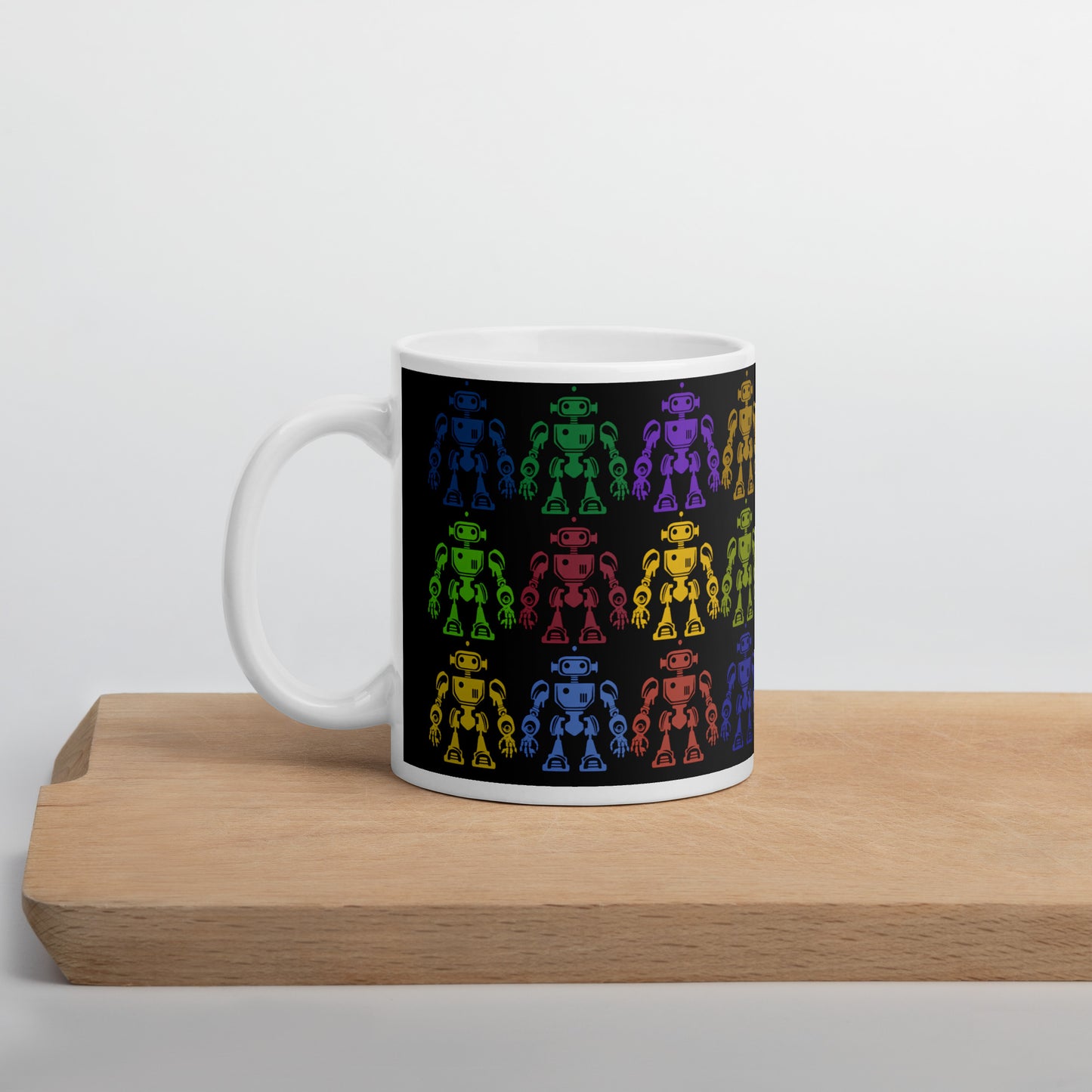 Mug (white)/12 colors of retro robot/black