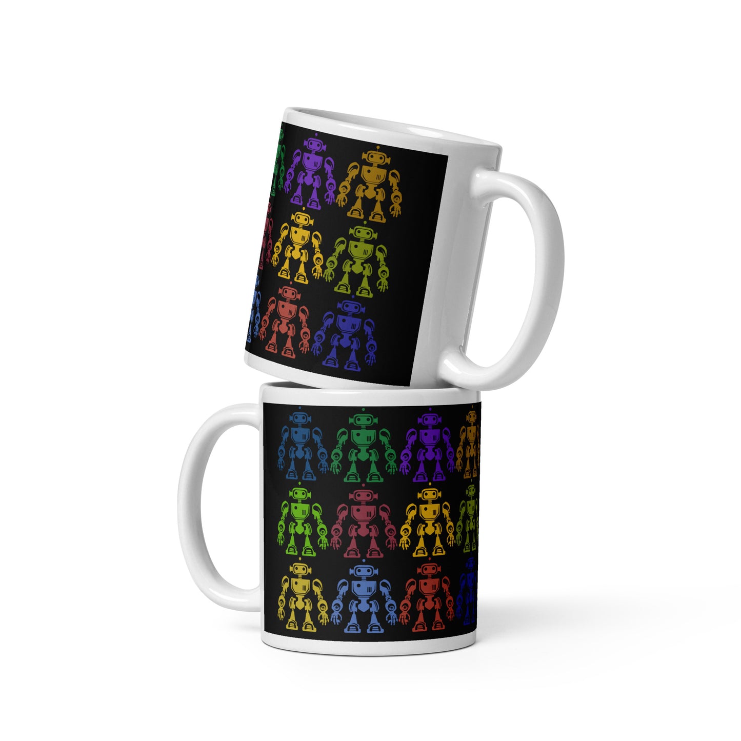 Mug (white)/12 colors of retro robot/black