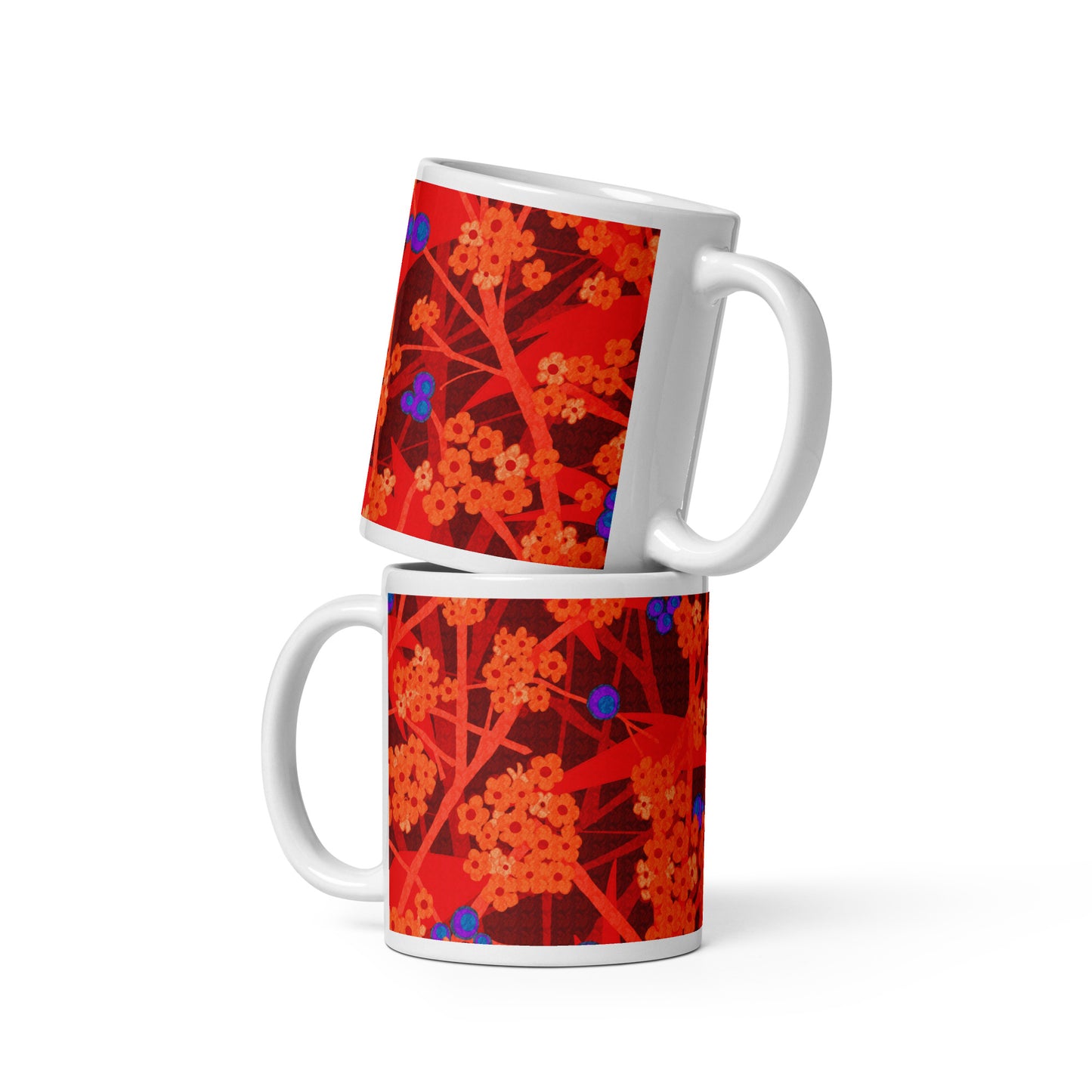 Mug cup (white) / small flowers / red