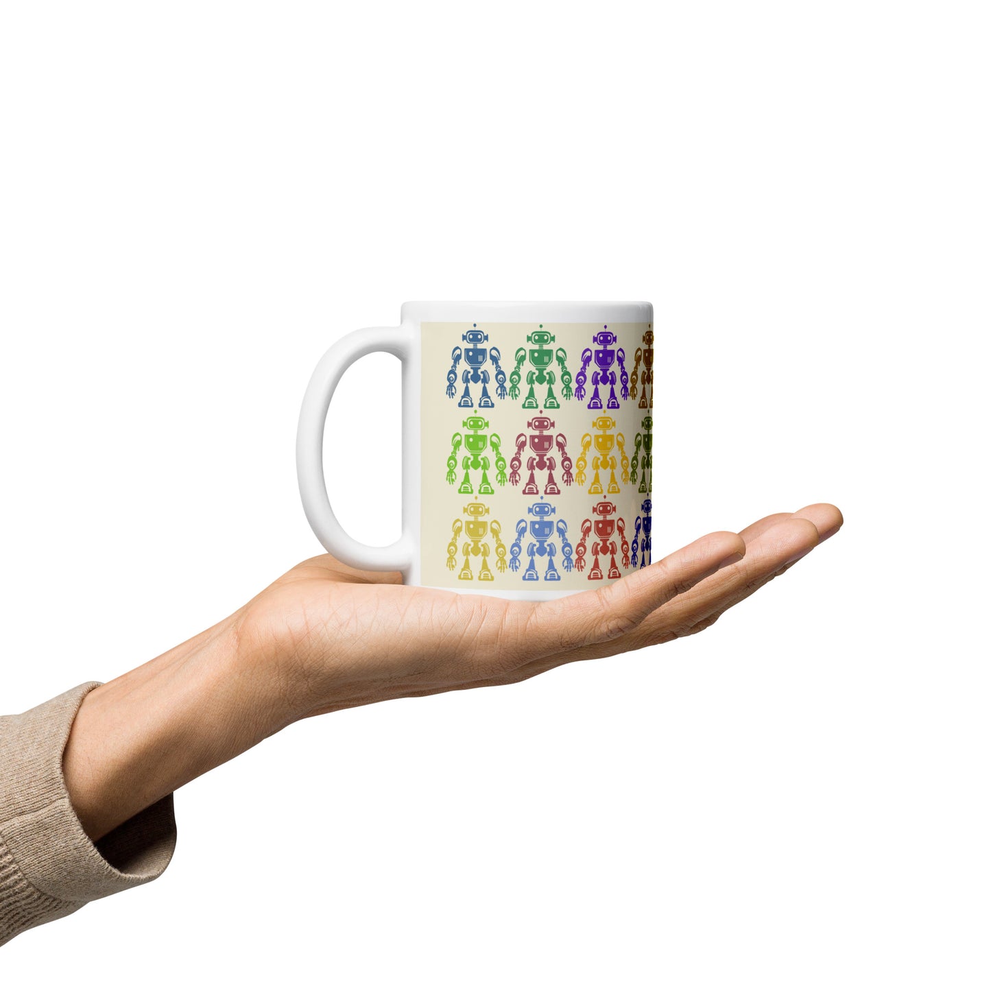 Mug (white)/12 colors of retro robot/cream