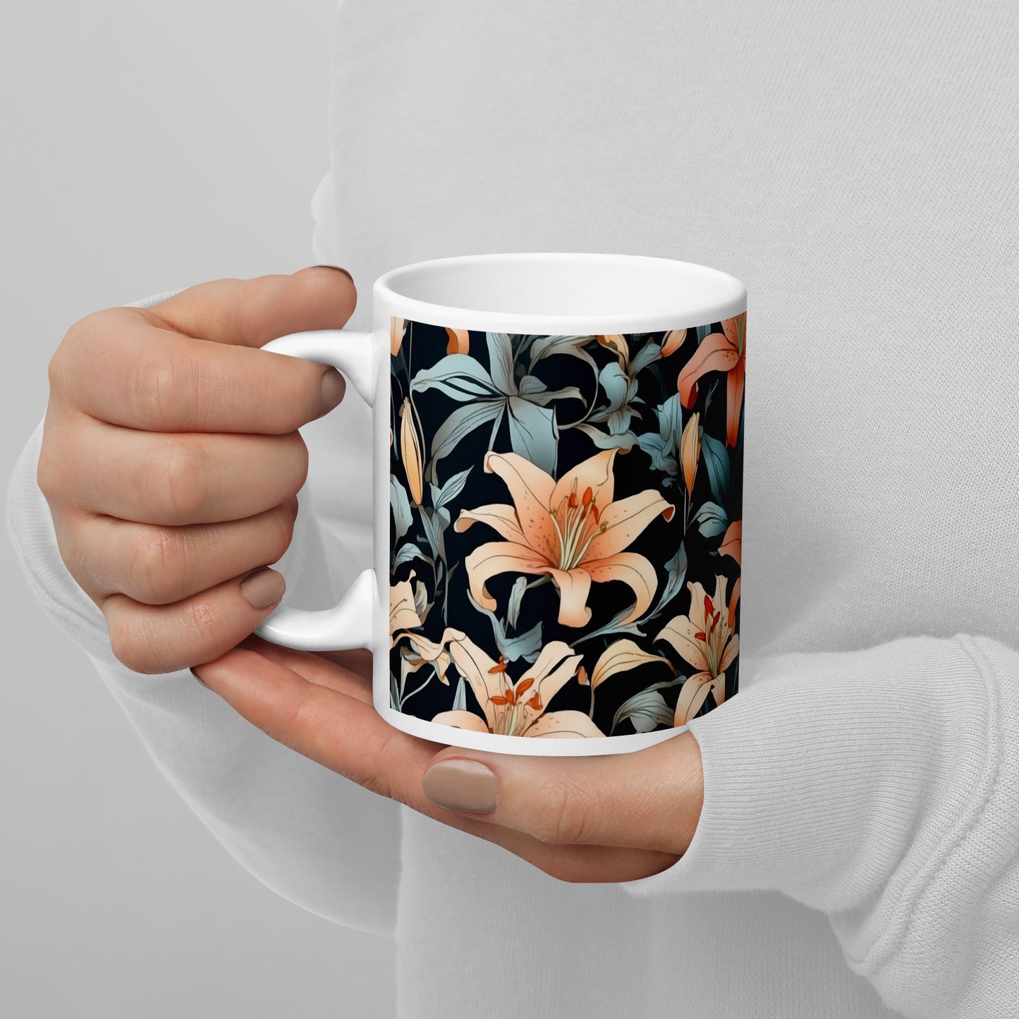 Mug (white)/lily/black