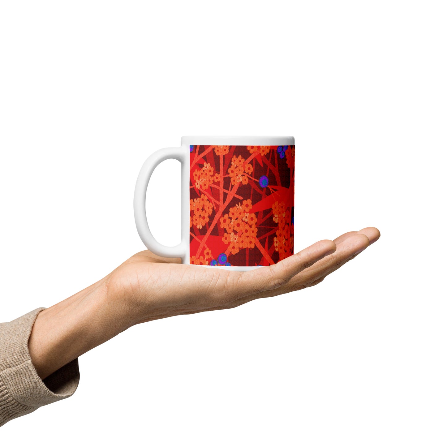 Mug cup (white) / small flowers / red