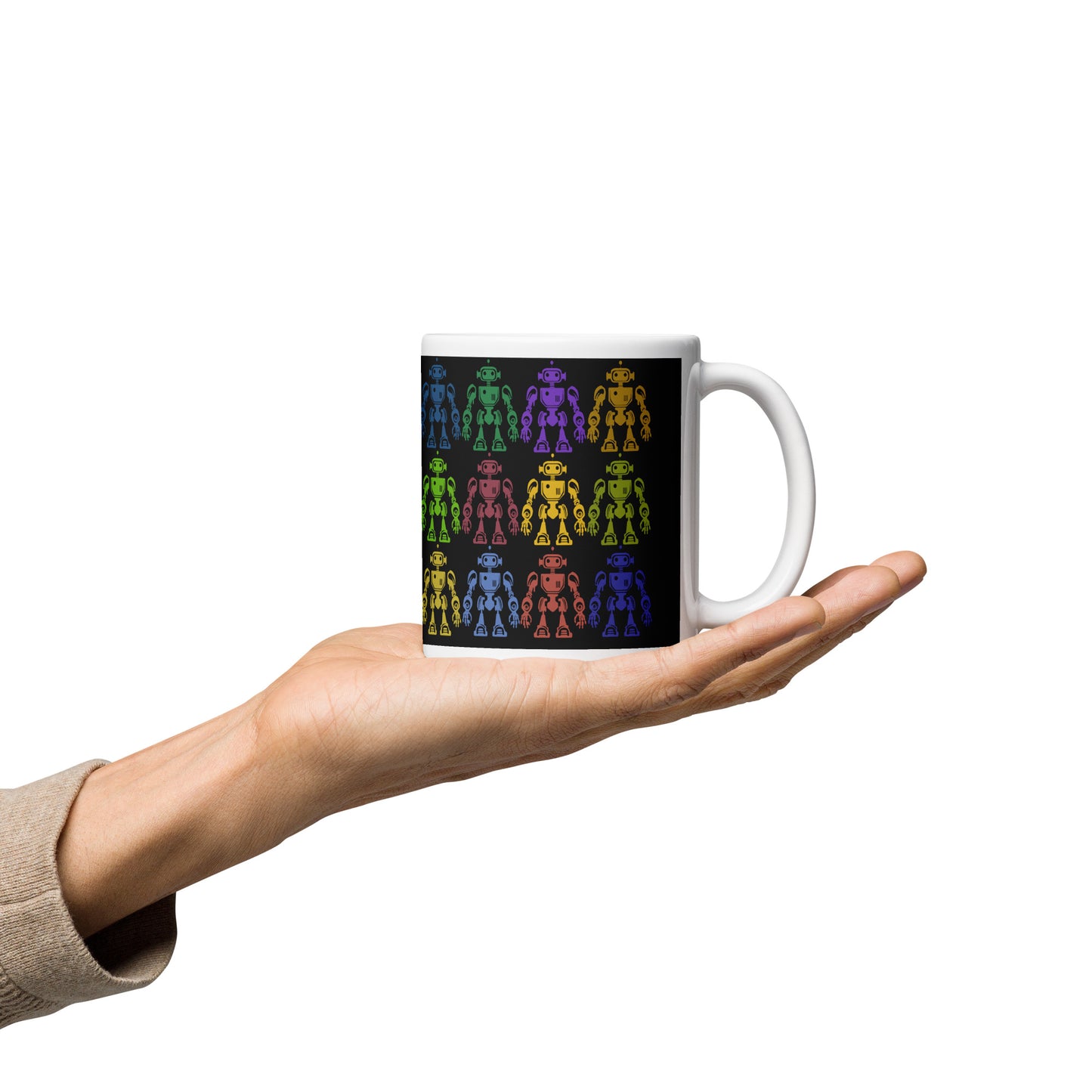 Mug (white)/12 colors of retro robot/black