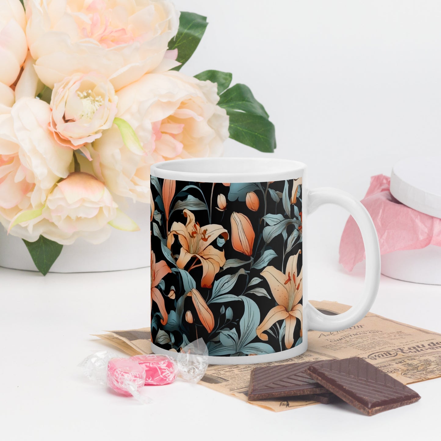 Mug (white)/lily/black