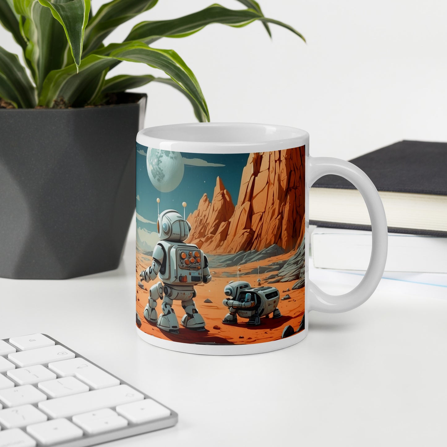 Mug (white)/Robots' exploration of the moon surface