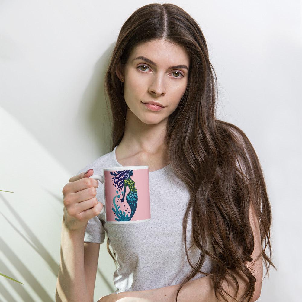 Mug (white)/mermaid/pink