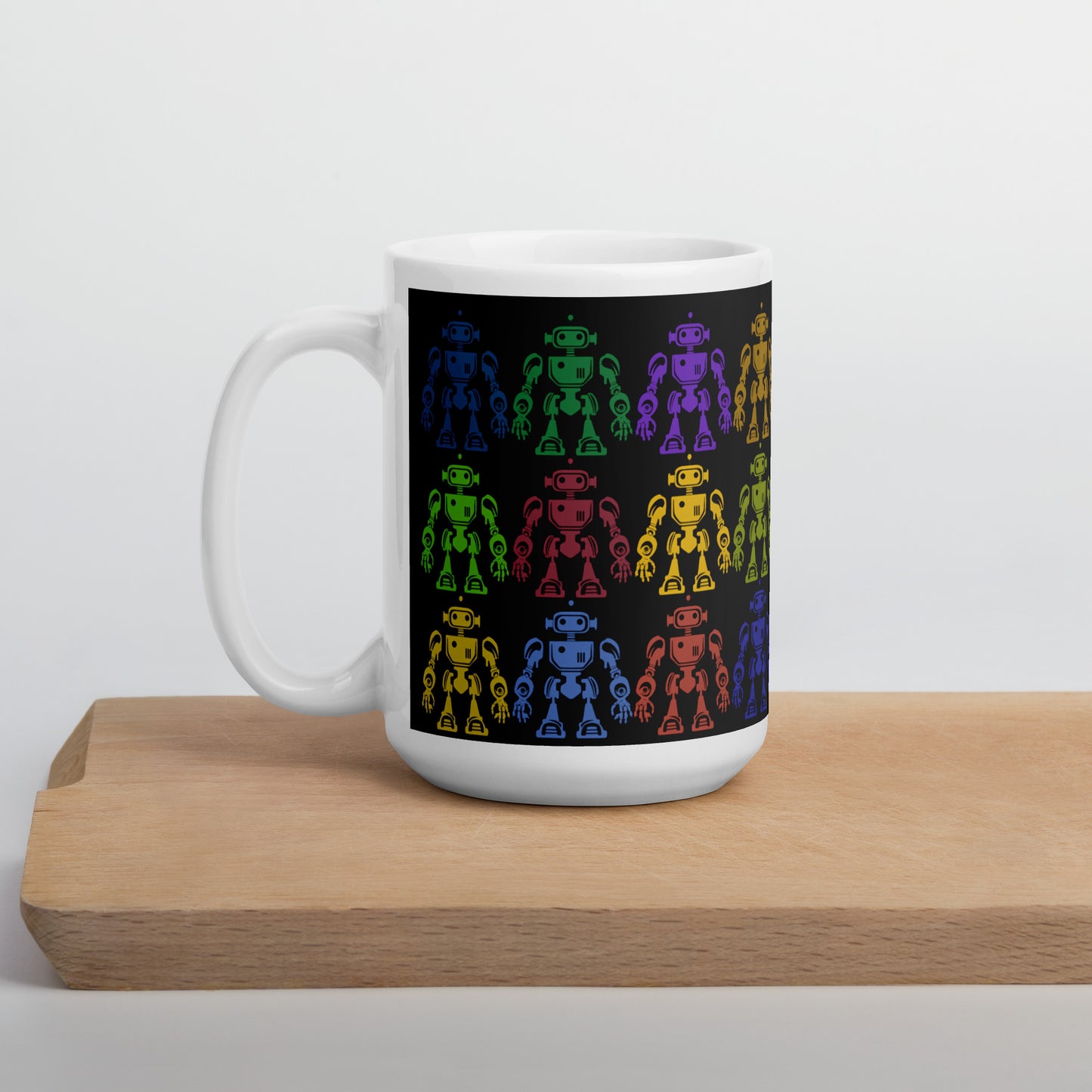 Mug (white)/12 colors of retro robot/black