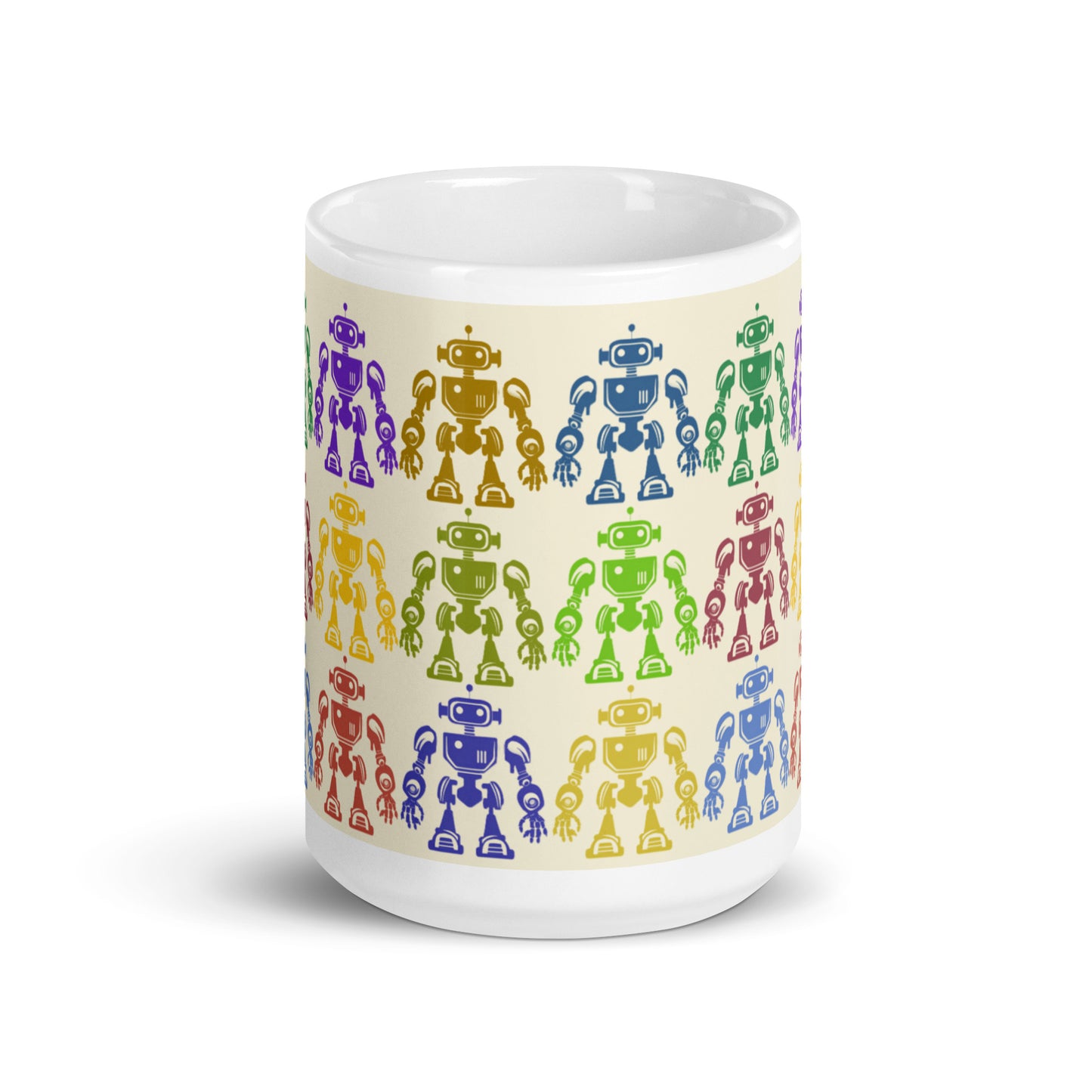 Mug (white)/12 colors of retro robot/cream