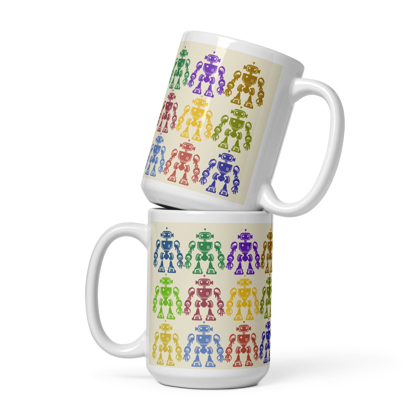 Mug (white)/12 colors of retro robot/cream